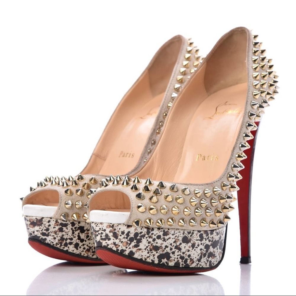 Christian Louboutin Lady Peep Spike Pumps